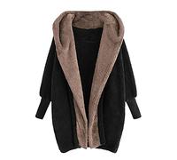 IQYU Hoodie Damen Jacke Oversize: Flauschige Strickjacke Damen PlüSchmantel Winter PlüSchjacke Langarm Wintermantel Warm Cardigan Kapuzenpullover Sweatshirt Mit Kapuze Kapuzenjacke-Winterjacke