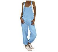 IQYU Latzhose Damen Lang Leinen: Einteiler Damen Jumpsuit SommerHosen Vintage Hosenträger Stretch Arbeitshose Leicht Sommerhose Große Größen Freizeithose Weites Bein Leinenhose Latzhosen