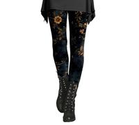 IQYU Leggings Damen Baumwolle, Yogahose Damen Lang Damen-Leggings Stretch Laufhose Damenhose Gemusterte Jogginghose Slim Fit Trainingshose Blumen Druck Trainingshose Bequeme Sweatpant Schmal