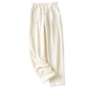 IQYU Plüschhose Damen Flauschig - Schlafanzughose Damen Lang Fleece Warm Schlafhose Winter Flanell-Pyjamahose Flauschige Schlafanzughosen Warme Freizeithose Plüsch-Loungehose Pyjama-Hose Relaxhose