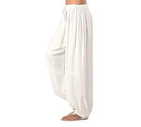 IQYU Pumphose Unisex - Haremshose Damen Schwarz Pumphose- Pluderhosen FüR MäNner Sommerhose Oversize Leinenhose-üBergrößE Haremshosen Lang Freizeithose- Leinen Pluderhose- Ballonhosen-Herren