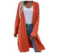 IQYU Strickjacke Damen Lang Grobstrick Sommerjacke Leicht Strickmantel Feinstrick Bolerojacke Einfarbig Cardigan Baumwolle Mantel Frühling Übergangsjacke Sakko Blazer Sommerjacke