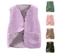 IQYU Teddy Weste Damen Pink - Teddy Fleece Weste Damen Kunstfellweste Damen Winter Warm Plüschweste Women'S Sleeveless Teddy Jacke Lightweight Thermomantel Damenwesten Elegant Teddyfell-Jacke