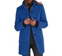 IQYU Trenchcoat Damen Kurz Wolle | Wolljacke Damen Übergangsjacke Winter Übergangsmantel Elegant Wollmantel Warm Winterjacke Mit Stehkragen Woll-Blazer Longblazer Übergangsjacken/Damenjacke