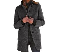 IQYU Trenchcoat Damen Kurz Wolle | Wolljacke Damen Übergangsjacke Winter Übergangsmantel Elegant Wollmantel Warm Winterjacke Mit Stehkragen Woll-Blazer Longblazer Übergangsjacken/Damenjacke