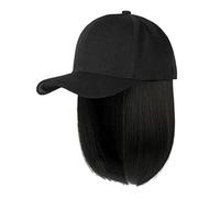 IQYU Willys Cap Baseballkappe mit Haarverlängerungen, gerade, Kurze Bob-Frisur, verstellbar, abnehmbar, Perücke, Hut für, Aschblond, Mix, Bleichblond Mützen Turban (A, One Size)