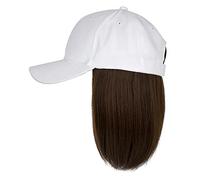 IQYU Willys Cap Baseballkappe mit Haarverlängerungen, gerade, Kurze Bob-Frisur, verstellbar, abnehmbar, Perücke, Hut für, Aschblond, Mix, Bleichblond Mützen Turban (F, One Size)