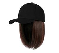 IQYU Willys Cap Baseballkappe mit Haarverlängerungen, gerade, Kurze Bob-Frisur, verstellbar, abnehmbar, Perücke, Hut für, Aschblond, Mix, Bleichblond Mützen Turban (C, One Size)