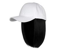 IQYU Willys Cap Baseballkappe mit Haarverlängerungen, gerade, Kurze Bob-Frisur, verstellbar, abnehmbar, Perücke, Hut für, Aschblond, Mix, Bleichblond Mützen Turban (D, One Size)