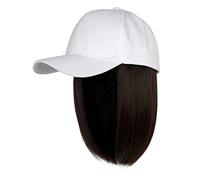 IQYU Willys Cap Baseballkappe mit Haarverlängerungen, gerade, Kurze Bob-Frisur, verstellbar, abnehmbar, Perücke, Hut für, Aschblond, Mix, Bleichblond Mützen Turban (E, One Size)