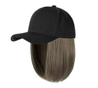 IQYU Willys Cap Baseballkappe mit Haarverlängerungen, gerade, Kurze Bob-Frisur, verstellbar, abnehmbar, Perücke, Hut für, Aschblond, Mix, Bleichblond Mützen Turban (G, One Size)