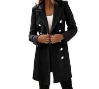 IQYU Wolljacke Damen Übergangsjacke Winter - Damen Mantel Winter Wolle-Mantel Beige Elegant Trenchcoat Slim Fit Longblazer Mit Knopfleiste Winterjake Wollmantel Trachtenjacke Damenjacken Kurzmantel