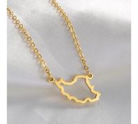 Iran Karte Anhänger Halsketten - Ethnisches Muster Flagge Region Iran Karten Pullover Kette Charm Hip Hop Trendy Schmuck für Damen Herren Schlüsselbeinketten Halsketten,Gold,45cm