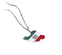Iran-Karte-Halskette Für Unisex - Iran-Karte-Anhänger,Partykleid-Accessoires,Ethno-Stil-Halskette,Pullover-Kette,Geschenke Für Frauen,Charm-Halskette Mit Patriotischem Symbol,Geschenk,Weiß,5