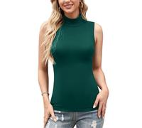Irevial Damen Rollkragenshirt Basic Langarmshirt Elegant Oberteile Langarm Rollkragen Unterziehshirt Slim Fit Rollkragenpullover Dünn Thermounterwäsche Stretch Tops Grün XS