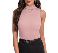 Irevial Rollkragenshirt Damen Ärmellos Gerippt Rollkragenpullover | Stretch Rollkragen, Leicht Unterziehrolli, Stehkragen, Basic Shirt, Casual, Freizeit, Arbeiten