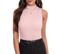 Irevial Rollkragenshirt Damen Ärmellos Gerippt Rollkragenpullover | Stretch Rollkragen, Leicht Unterziehrolli, Stehkragen, Basic Shirt, Casual, Freizeit, Arbeiten