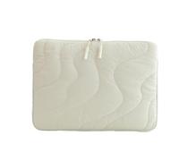 IRGVJIFR Laptoptasche Niedliche Schutzhülle for Pad-Computer, for bis zu 15 Zoll große, süße Laptop-Hülle, gesteppte, weiche Puffer-Tasche(Wave White)