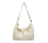 IRGVJIFR Umhängetasche Vintage Canvas Messenger Bag Casual Crossbody Retro Große Umhängetasche Multi Pocket(WHITE)