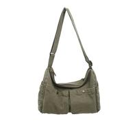 IRGVJIFR Umhängetasche Vintage Canvas Messenger Bag Casual Crossbody Retro Große Umhängetasche Multi Pocket(Green)