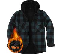 Iris Sprite Hemdjacke Herren Mit Kapuze Kariert Wattiert Holzfällerhemd Frühling Und Herbst Thermohemd (Grün, M)