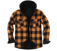 Iris Sprite Hemdjacke Mit Kapuze Kariert Wattiert Herren Holzfällerhemd Frühling Und Herbst Thermohemd (Orange, XXL)