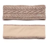 irisaa Damen Stirnband Winter, made in EU, warmes gestricktes Haarband Mädchen Ohrwärmer mit Zopfmuster, gefüttertes Kopfband mit Fleece Innenfutter, stirnband farbe:Khaki