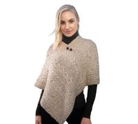Irische Wolle Poncho für Damen Aran Zopfmuster Umhang Made in Irland One Size