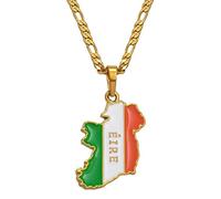 Irland-Anhänger-Halsketten Für Damen/Herren, Charm-Schmuck, Farbtropfen-Öl-Anhänger, Hip-Hop-Anhänger Für Jeden Tag, Personalisierte Halskette, Charm, Patriotische Karte, Hip-Hop, Friedenslie