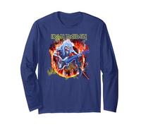 Iron Maiden Fear Live Flames Langarmshirt, Unisex für Erwachsene, Marineblau, L
