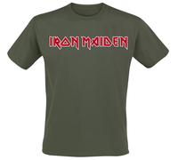 Iron Maiden Logo Männer T-Shirt Khaki L 100% Baumwolle Band-Merch, Bands