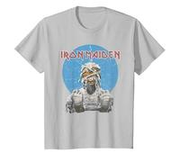 Iron Maiden Mummy Lightning Circle Grey T-Shirt, Kinder, Silber, 92