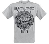 Iron Maiden Samurai Eddie Black Graphic Männer T-Shirt grau S 100% Baumwolle Band-Merch, Bands