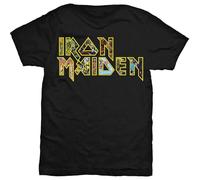 Iron Maiden T Shirt Eddie Band Logo Nue offiziell Herren Schwarz 2XL