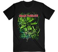 Iron Maiden T-Shirt Final Frontier Grün Band-Logo Offiziell Herren Schwarz