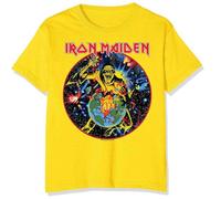 Iron Maiden T Shirt World Piece Tour Circle Band Logo Nue offiziell Unisex Gelb S