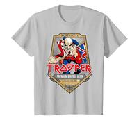 Iron Maiden Trooper Label Colors T-Shirt, Kinder, Silber, 92