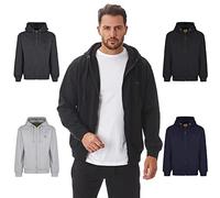 Iron Mountain Herren Hoodie mit Reißverschluss Fleece - Kapuzenjacke Baumwollmix mit Kängurutasche, Zip Sweatshirt Workwear für Freizeit Sport Alltag (Schwarz, XL)