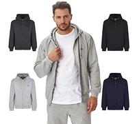Iron Mountain Herren Hoodie mit Reißverschluss Fleece - Kapuzenjacke Baumwollmix mit Kängurutasche, Zip Sweatshirt Workwear für Freizeit Sport Alltag (Hellgrau, XL)