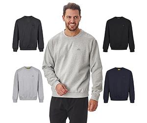 Iron Mountain Herren Sweatshirt Fleece - Pullover Baumwollmix Rundhals Langarm, Workwear Sweatshirt Leicht Warm für Freizeit Arbeit Alltag Winter (Hellgrau, L)