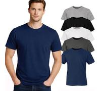 Iron Mountain IMTS238 Herren Rundhals T-Shirts aus Bio-Baumwolle und recyceltem Polyester, umweltfreundlich, Verschiedene Arbeitskleidung, 5er-Pack, XL