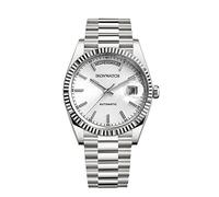 IRONWATCH 2021 Herren Retro Business Luxusuhren Saphirglas Carving Lünette 10Bar Automatische Mechanische Edelstahluhr (Color 2)