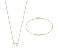 Isabel Bernard Cadeau d'Isabel 585er Gold Kette und Armband mit Herz für Damen