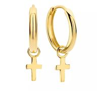 Isabel Bernard Ohrringe - Monceau Solange 14 karat hoop earrings with cross - Gr. unisize - in Gold - für Damen