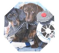 ISAOA Automatischer Reise-Regenschirm, faltbar, Dackel, Seemann und Meer, leicht, kompakt, winddicht