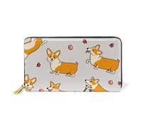 ISAOA Süße Hunde Corgi Geldbörse aus Leder, multifunktionale Handtasche, Reißverschluss, Clutch, großes Fassungsvermögen, Kartenhalter, 19 cm, #01, Einheitsgröße, modisch