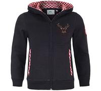 Isar-Trachten 57301 Kapuzenjacke Trachten | Hoodie mit Reißverschluss & Kapuze | Sweater Kinder (128, Marine)