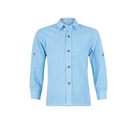 Isar-Trachten Kinder Trachten-Hemd Kleinkaro Kariertes Hemd Jungen hellblau, Gr. 164