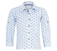 Isar-Trachten Kinder Trachtenhemd Malte mit Hirschen 52913 - Hellblau Gr. 128