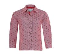 Isar-Trachten Kinder Trachtenhemd Malte mit Hirschen 52913 - Rot Gr. 128